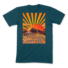 Load image into Gallery viewer, COFFEE, COTTAGES &amp; CAMPFIRES - MEN&#39;S T-SHIRT - BELLA &amp; CANVAS